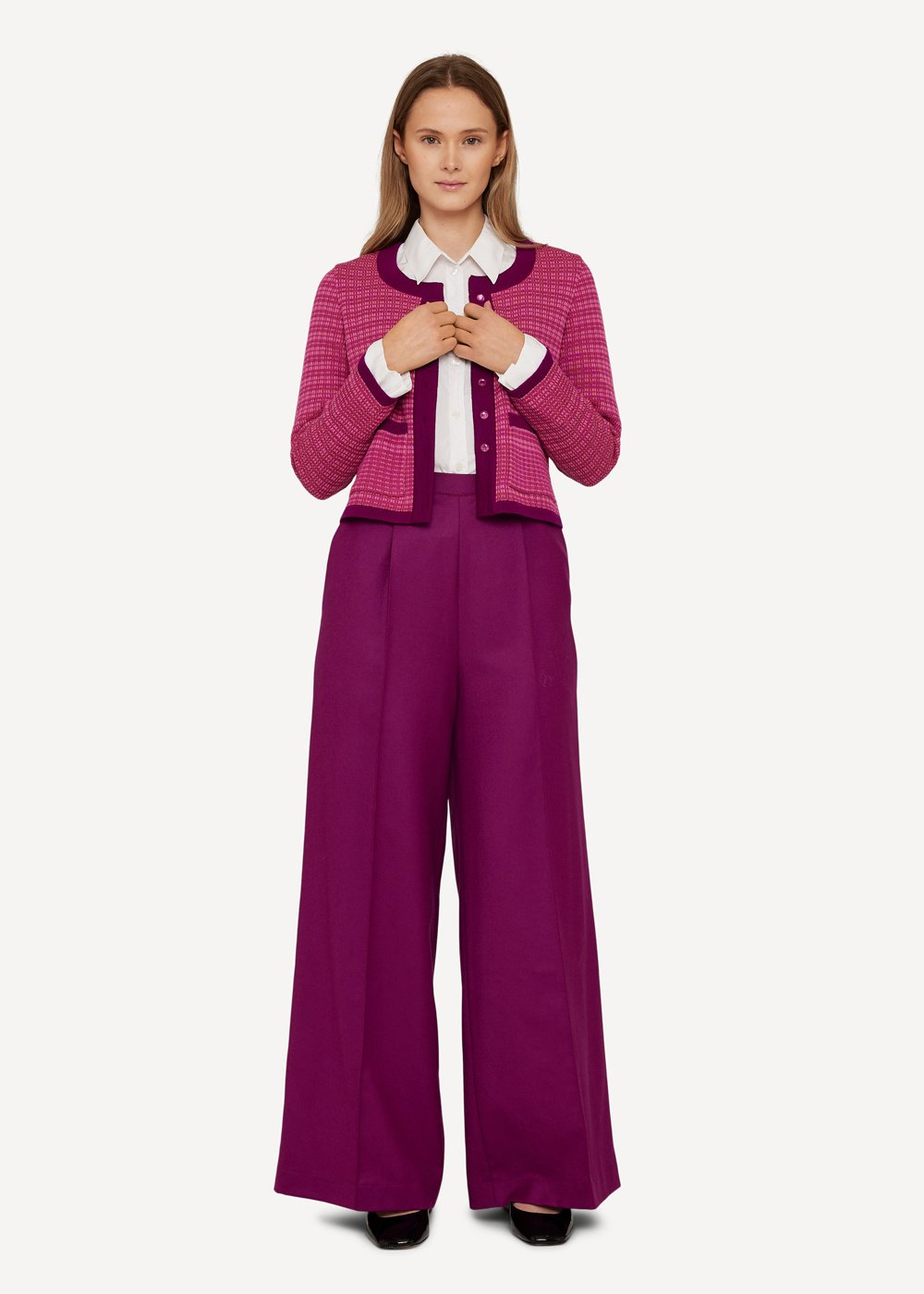 Poised plaid cardigan, Azalea image #4