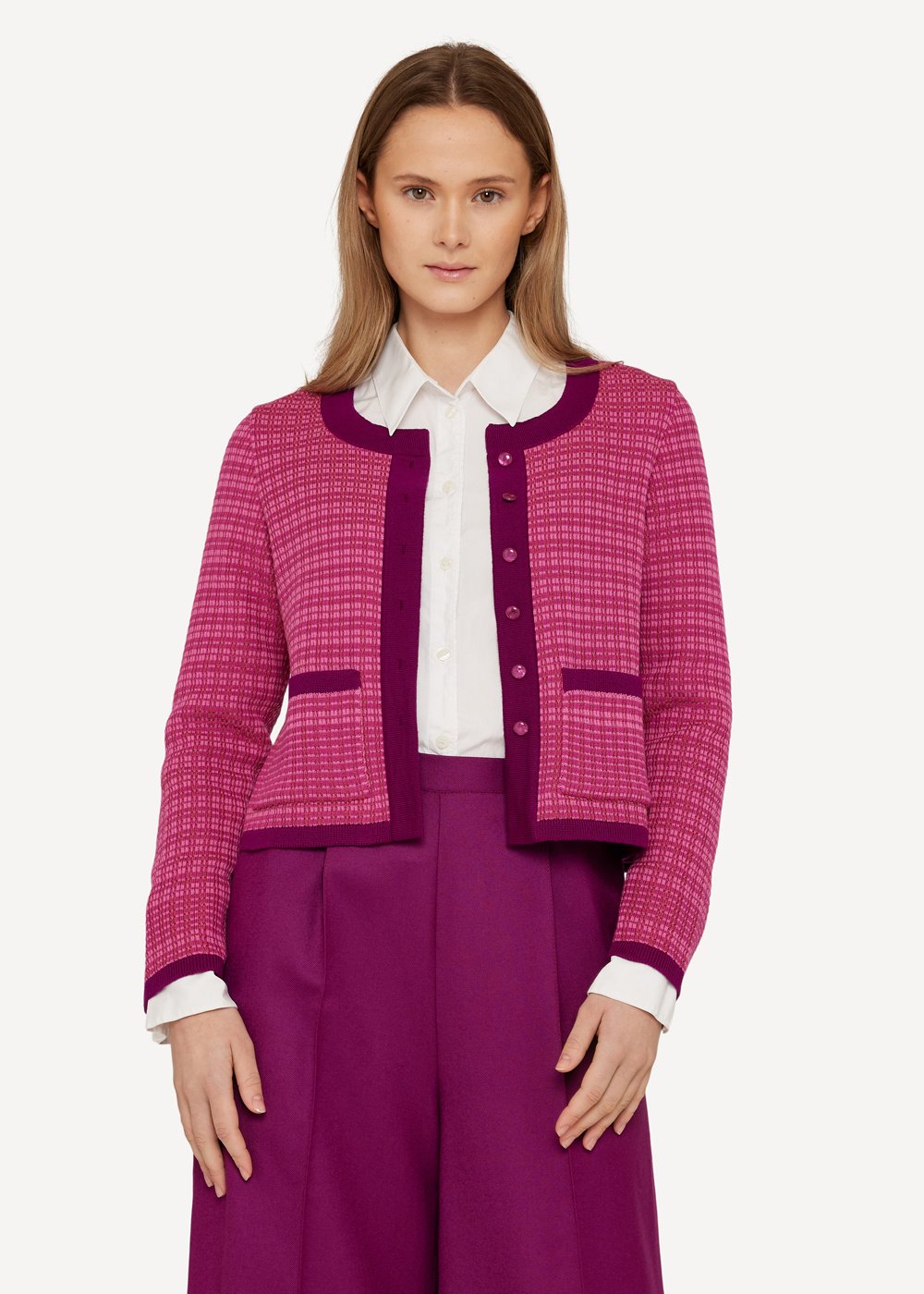 Poised plaid cardigan-Azalea-1