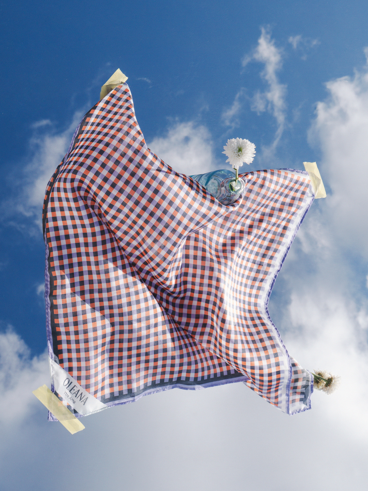 Ginghamg graph silk scarf image #3