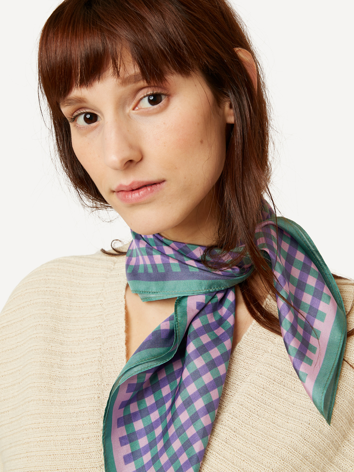 Ginghamg graph silk scarf image #2