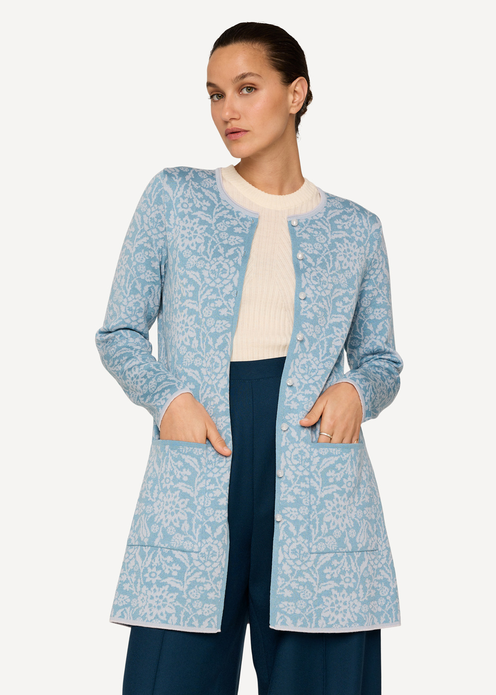 Long Signe cardigan-Light blue-1