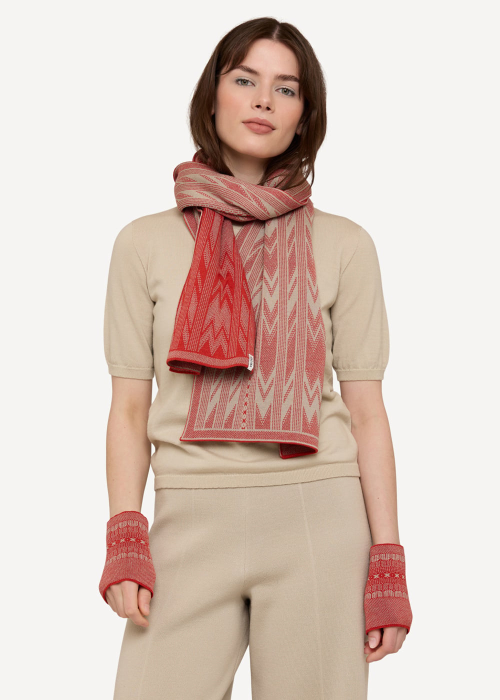 Tapestry scarf Soft vermillion-Soft vermillion-2