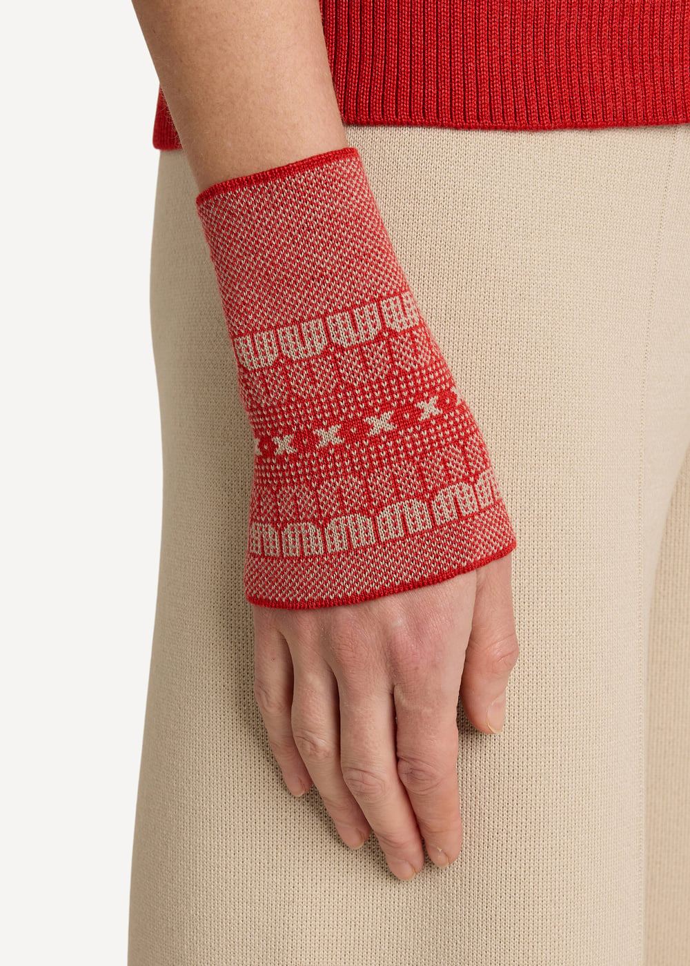 Tapestry wrist warmers Soft vermillion-Soft vermillion-1