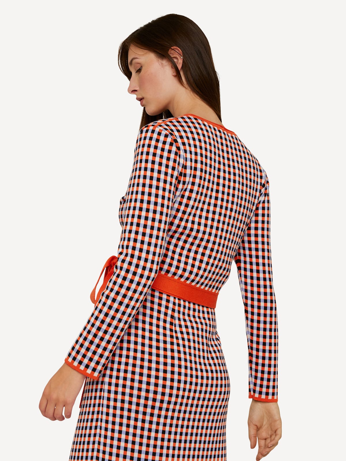 Gingham graph wrap jacket image #4