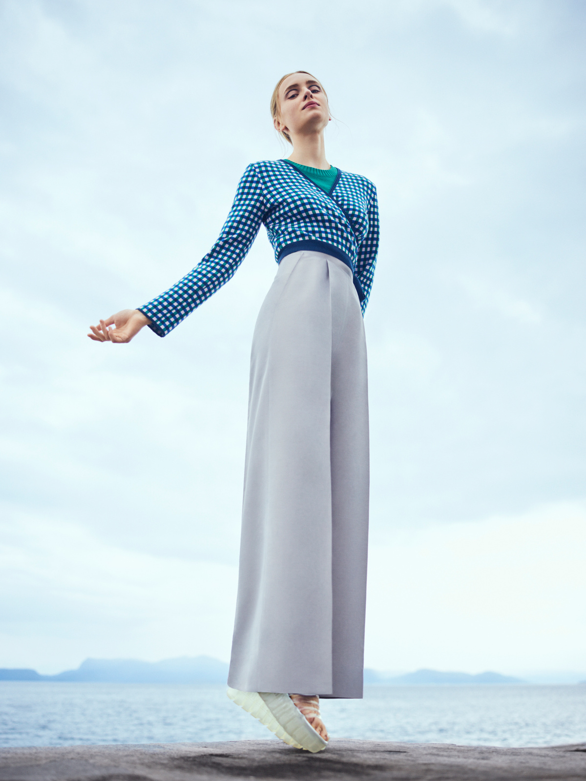 Gingham graph wrap jacket image #6