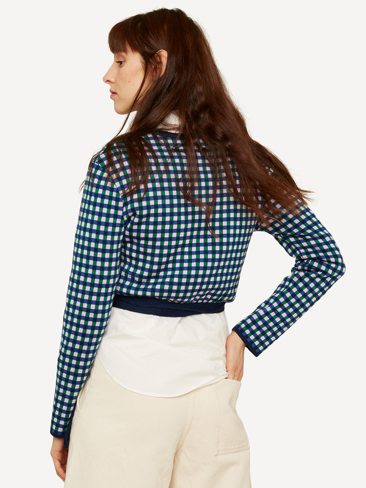 Gingham graph wrap jacket image #2