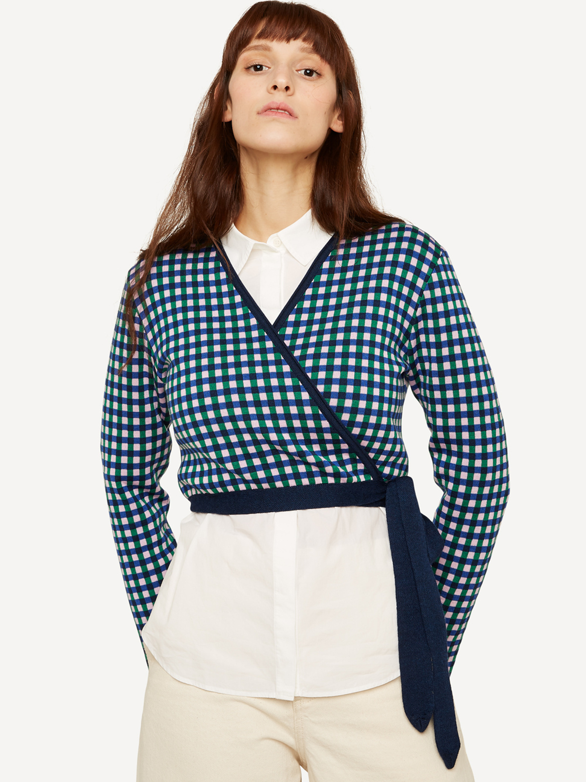 Gingham graph wrap jacket image #3