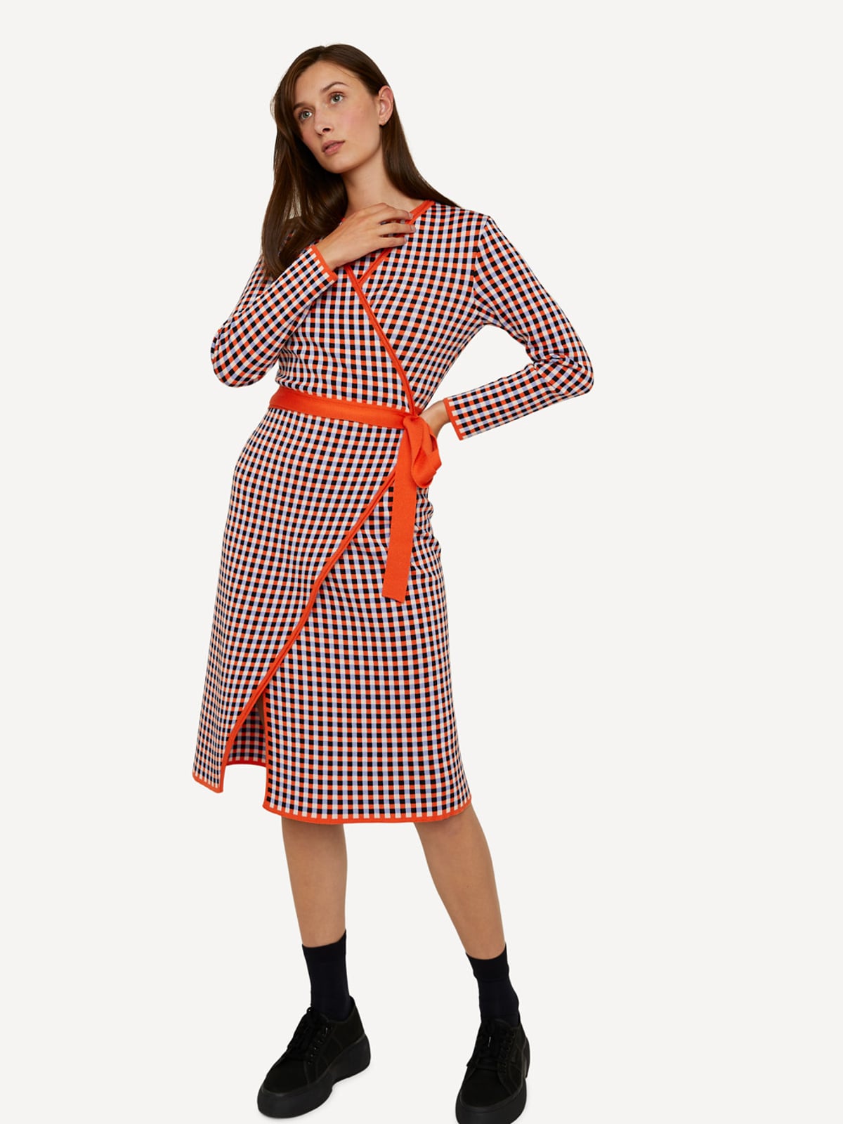 Gingham graph wrap jacket image #3