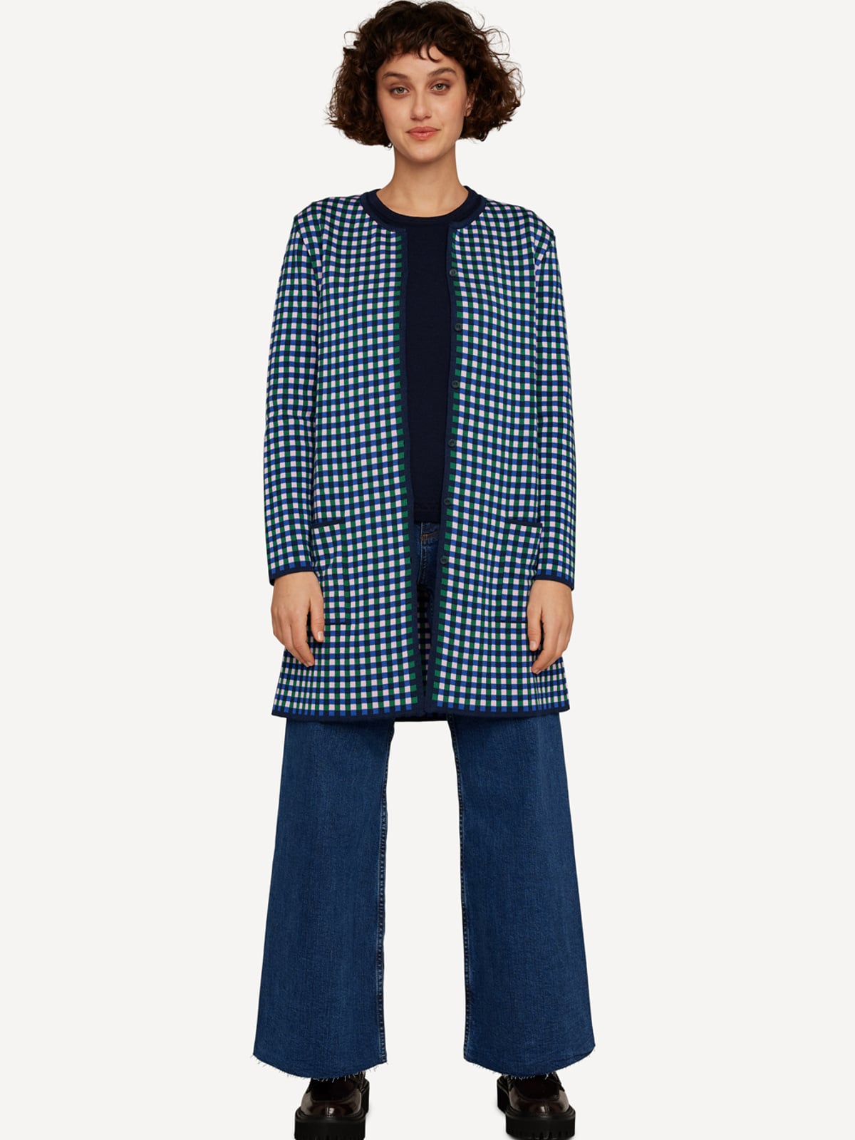 Gingham graph long jacket image #1