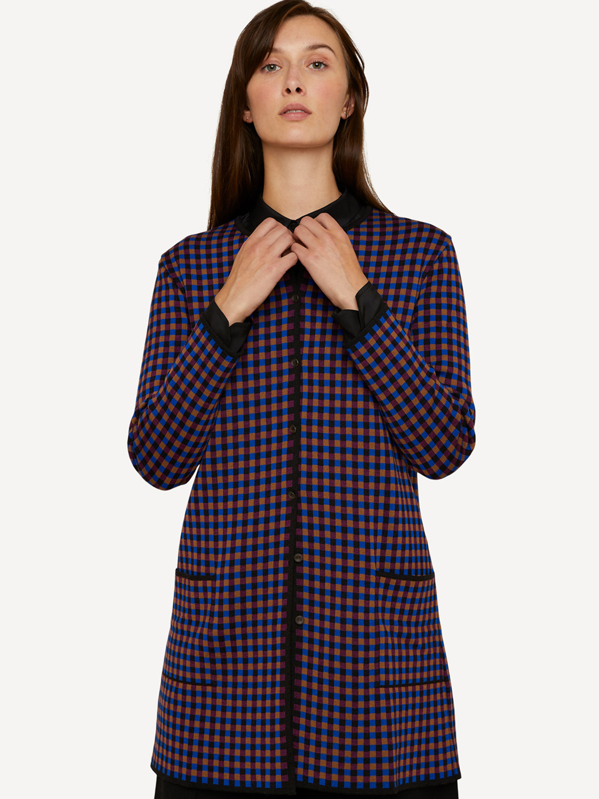 Gingham graph long jacket image #1