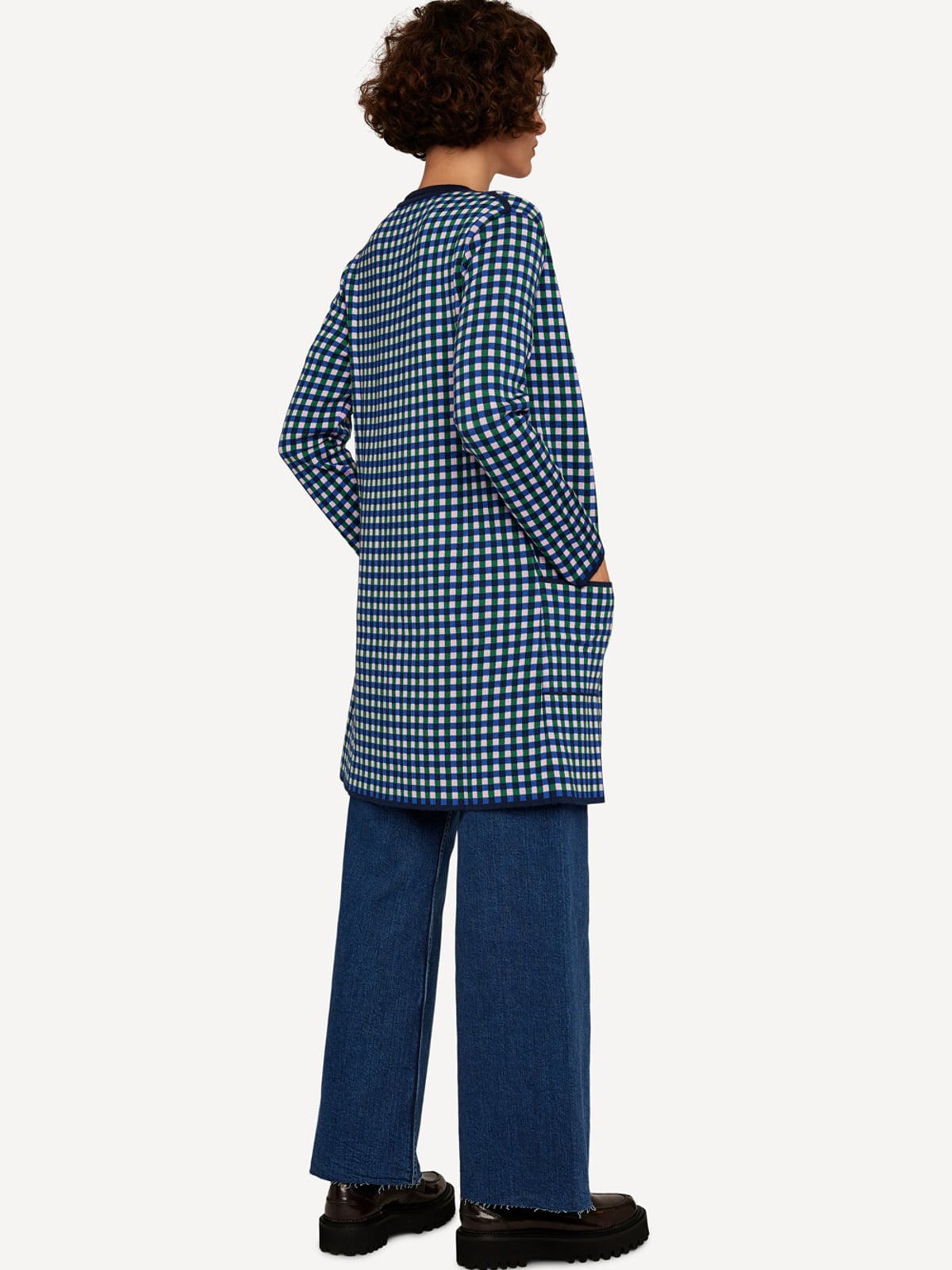 Gingham graph long jacket image #2