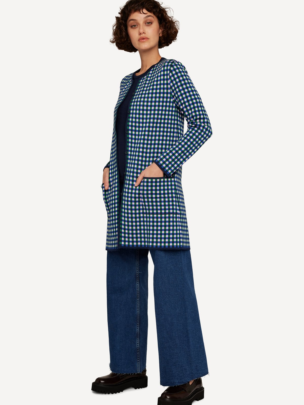 Gingham graph long jacket image #3