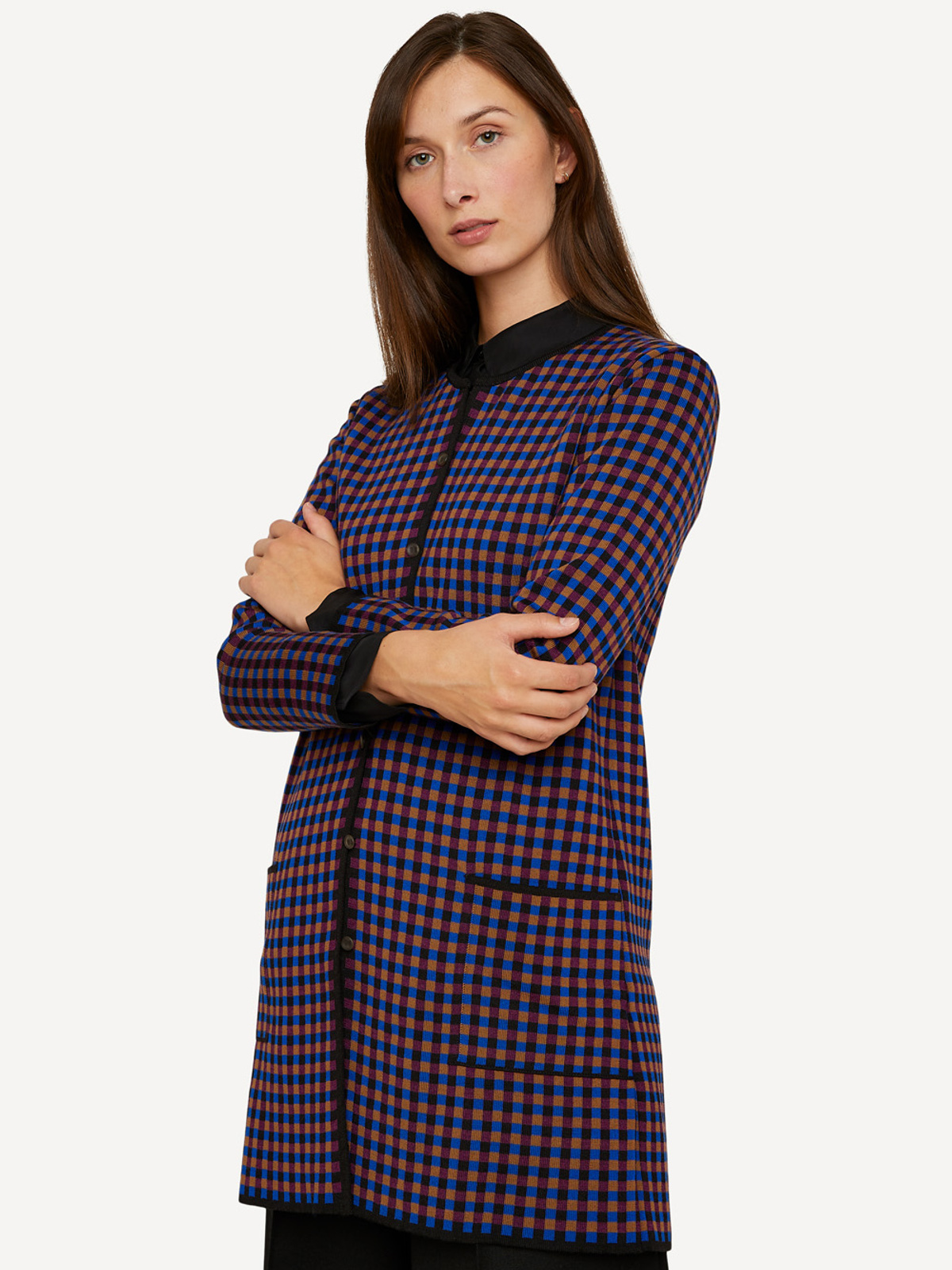 Gingham graph long jacket image #2