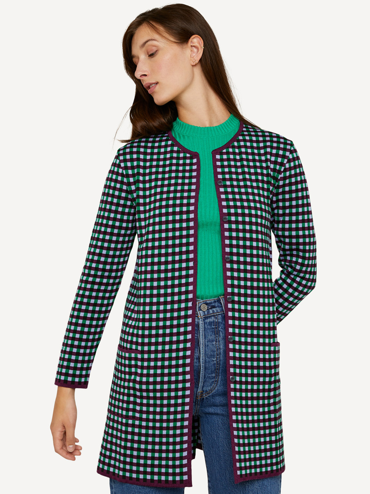 Gingham graph long jacket image #1