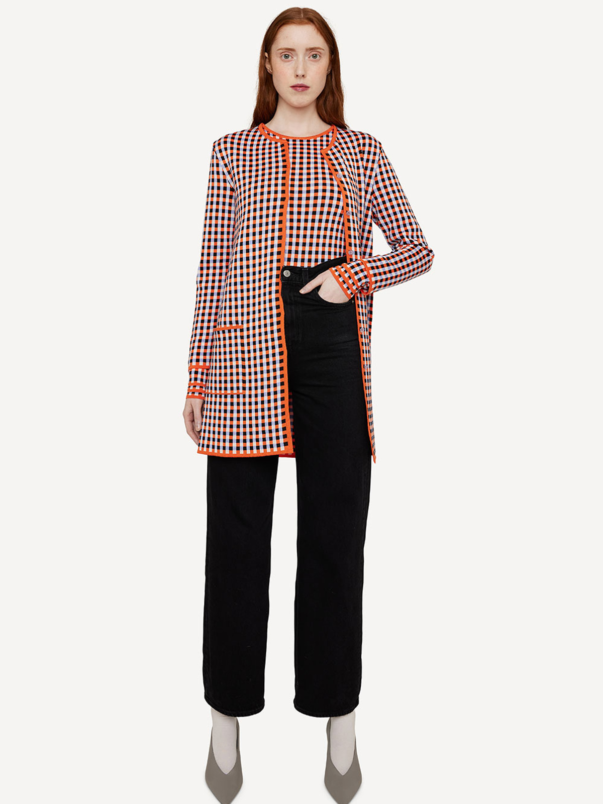 Gingham graph long jacket image #3