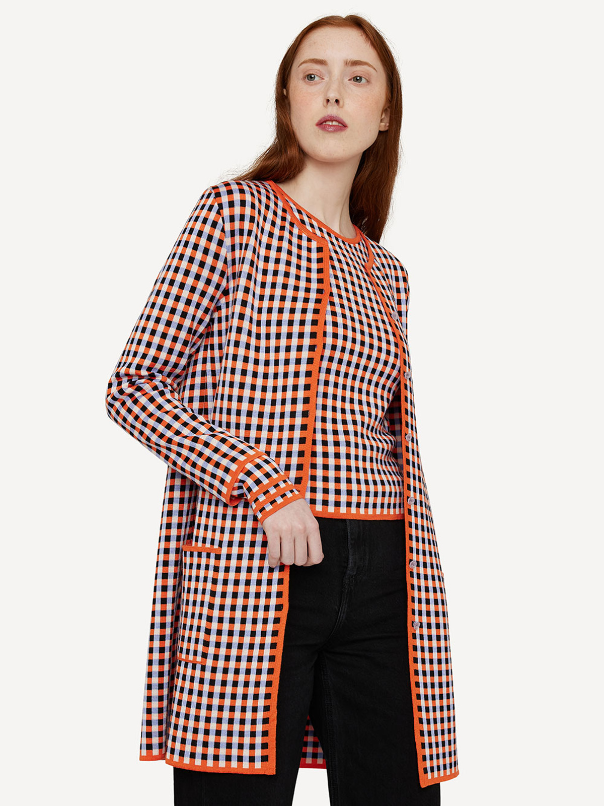 Gingham graph long jacket image #2