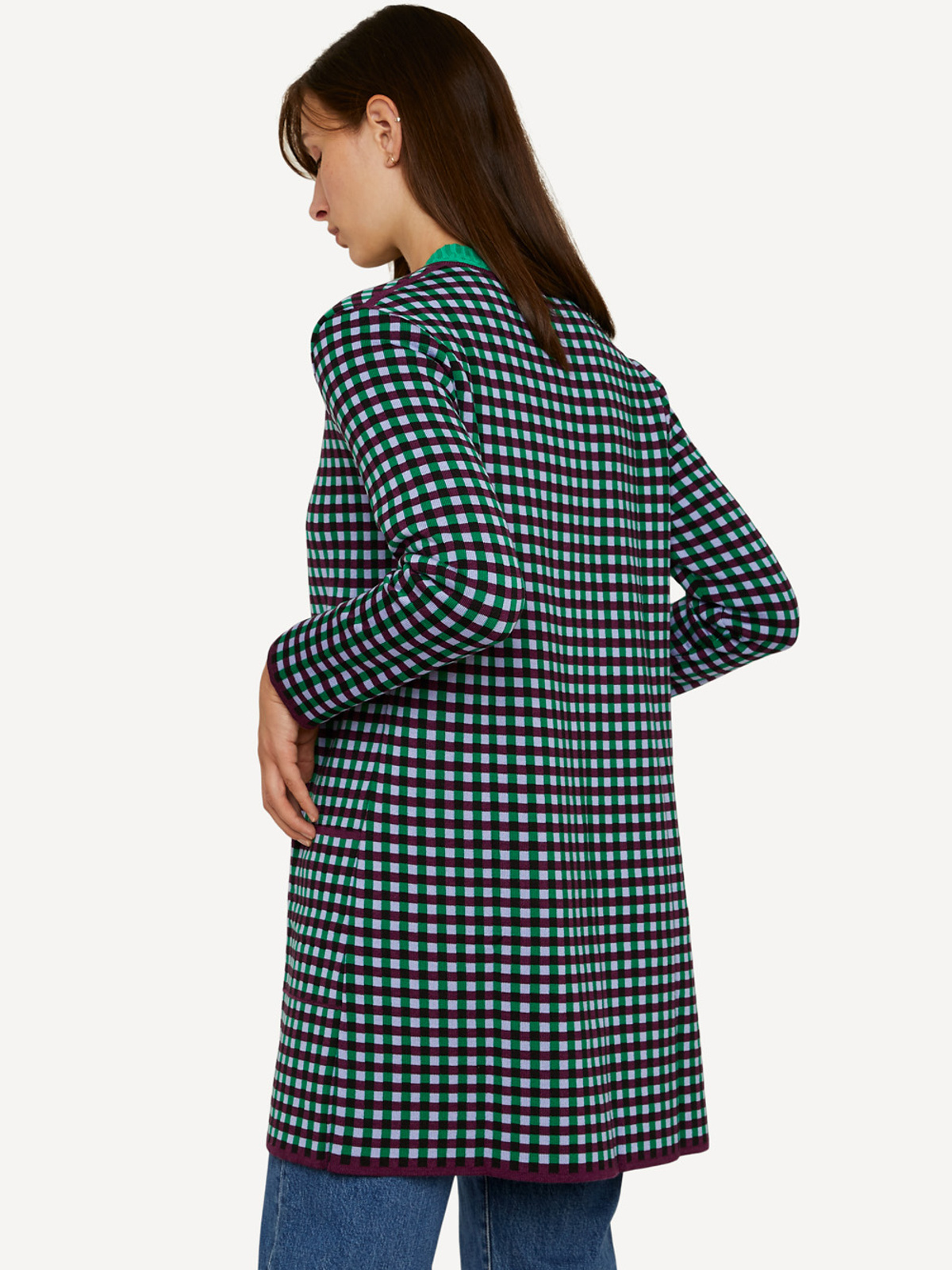Gingham graph long jacket image #2