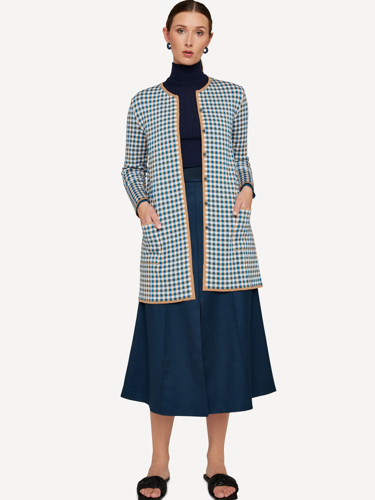 Gingham graph long jacket image #1