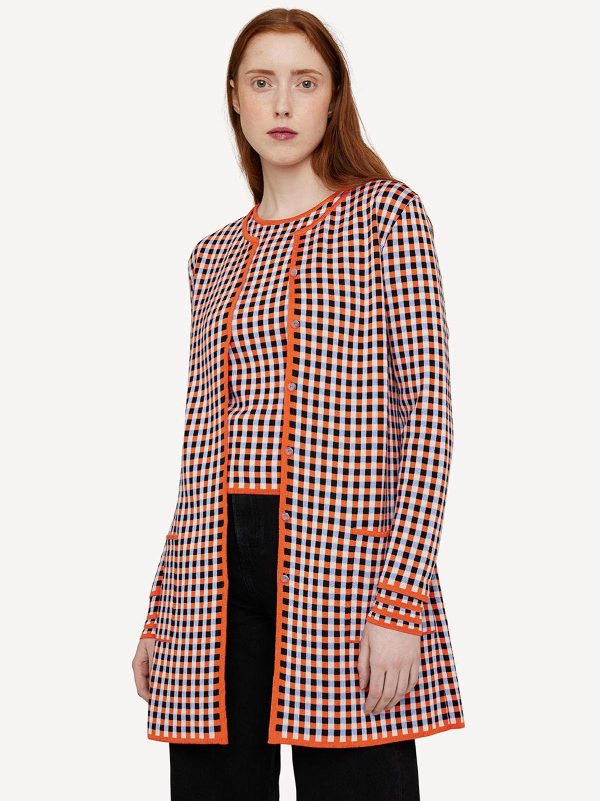 Gingham graph long jacket image #1