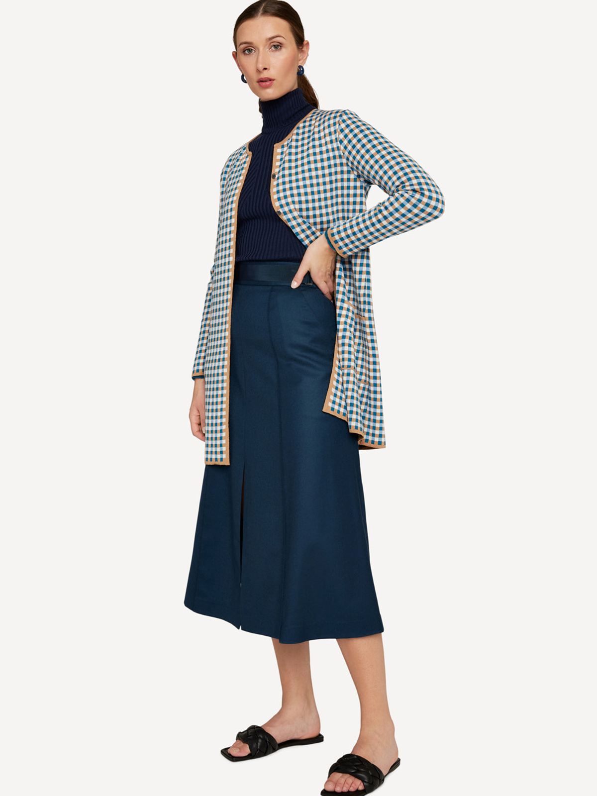 Gingham graph long jacket image #4