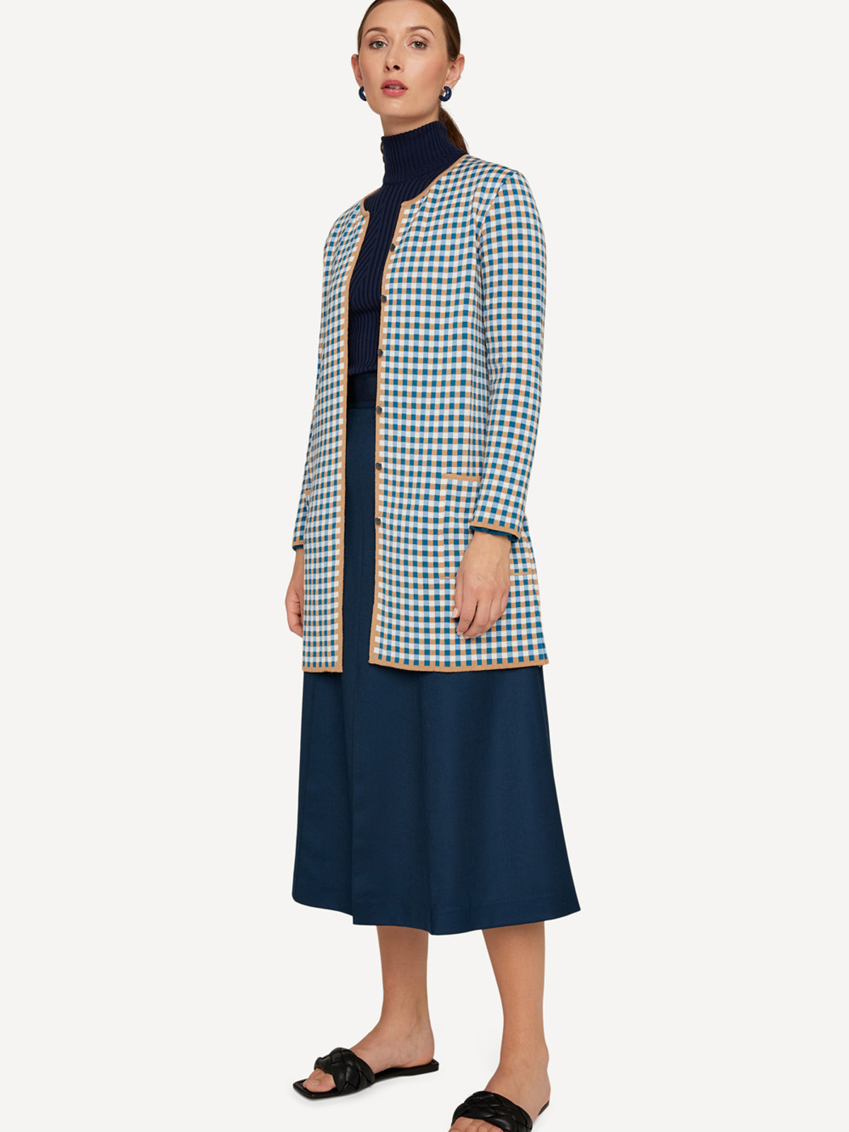 Gingham graph long jacket image #5