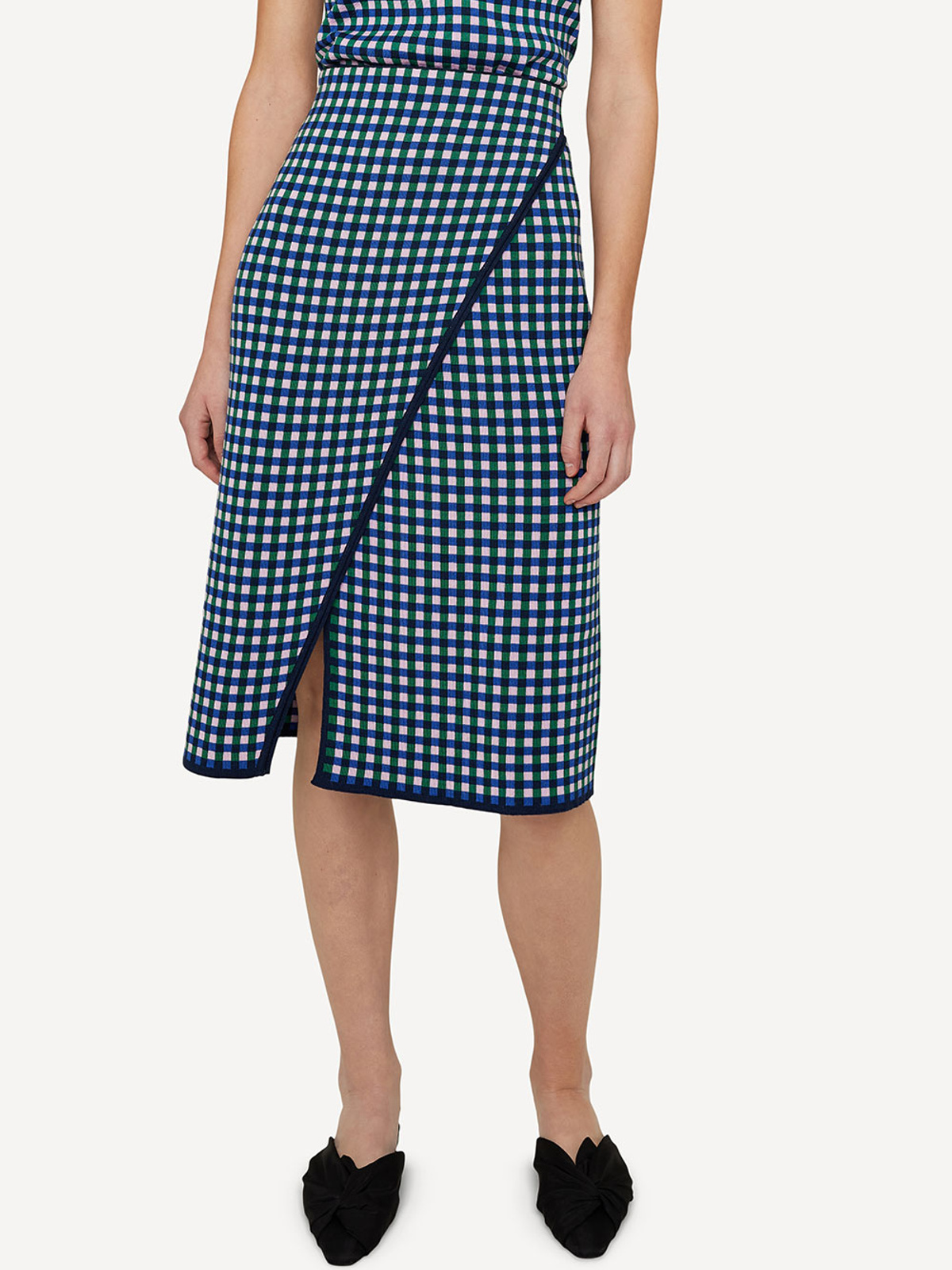 Gingham graph wrap skjørt image #3