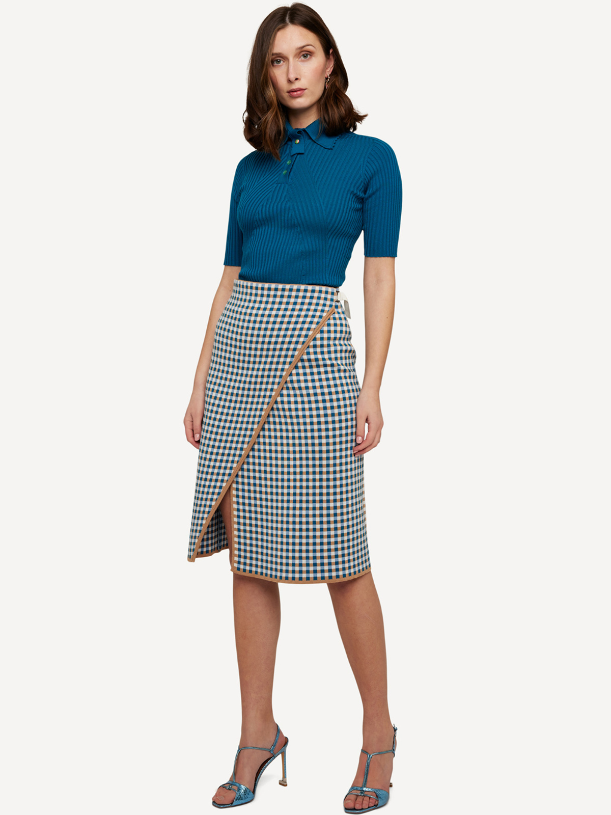 Gingham graph wrap skjørt image #1