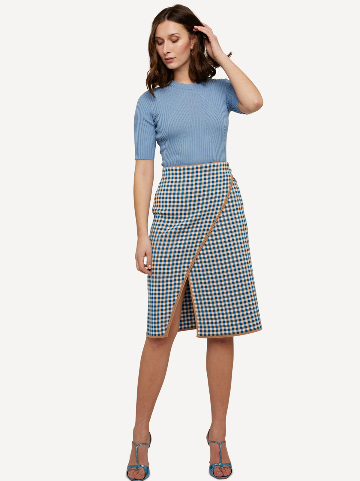 Gingham graph wrap skjørt image #4