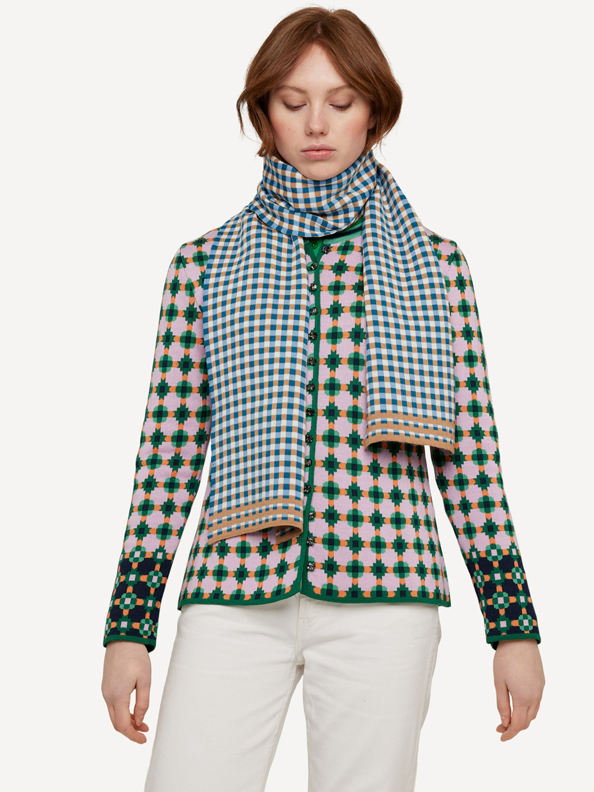 Gingham graph skjerf image #1